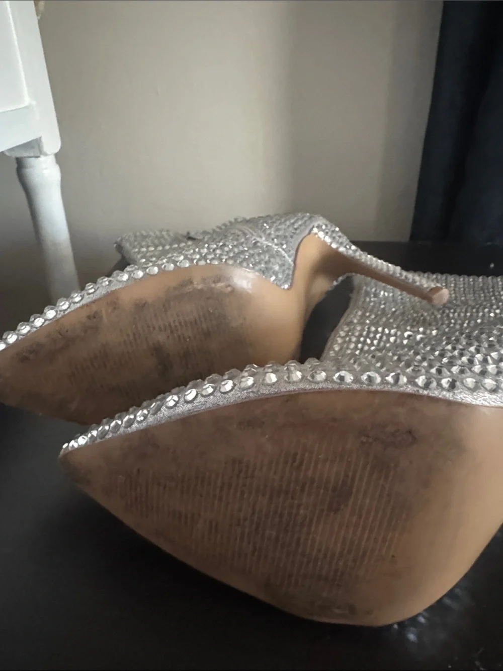 Steve Madden Silver Crystal Embellished Pointed Toe Women's Boots